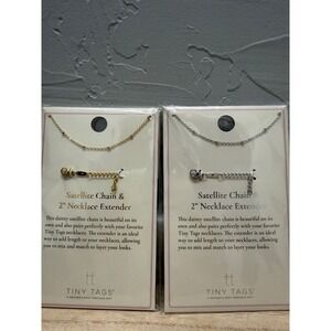 Tiny Tags Satellite Chain Necklace & 2in Extender‎ Set Gold Silver Plated NEW